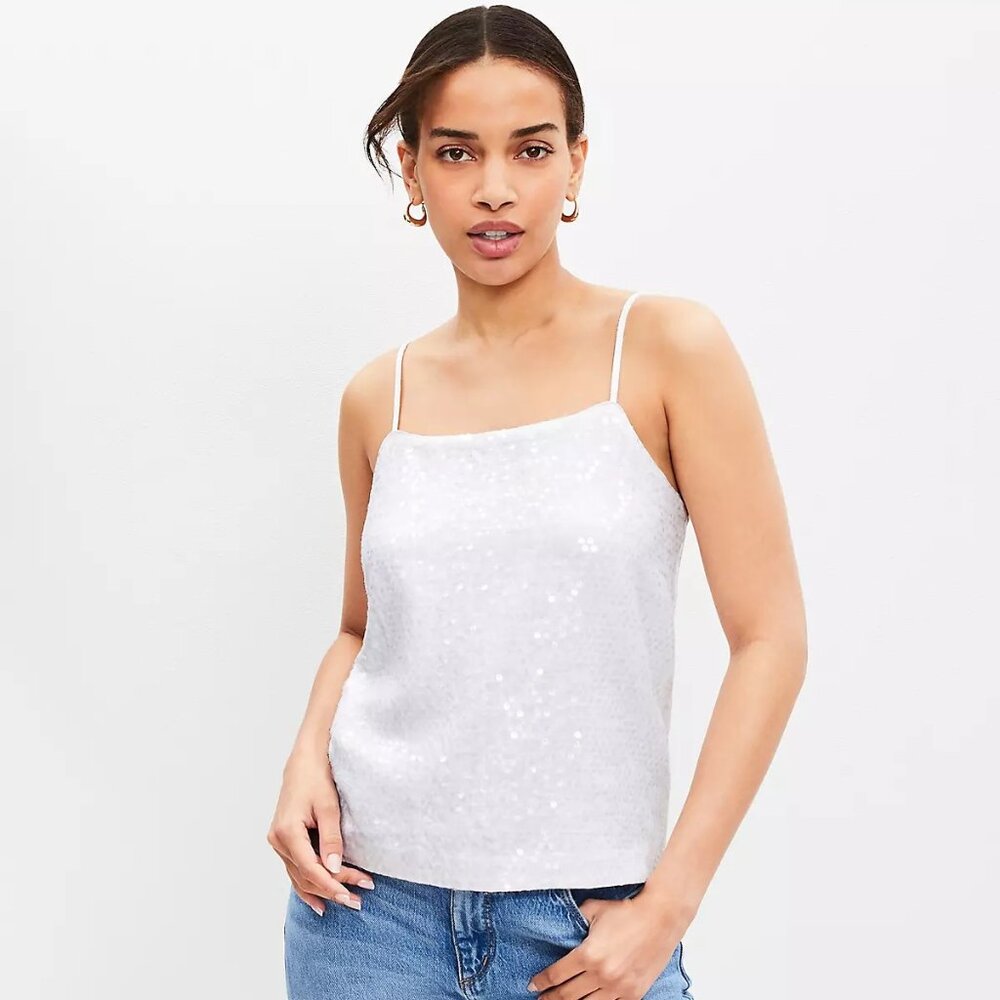 NWT LOFT Sequin Flowy Square Neck Cami NWT Size XL